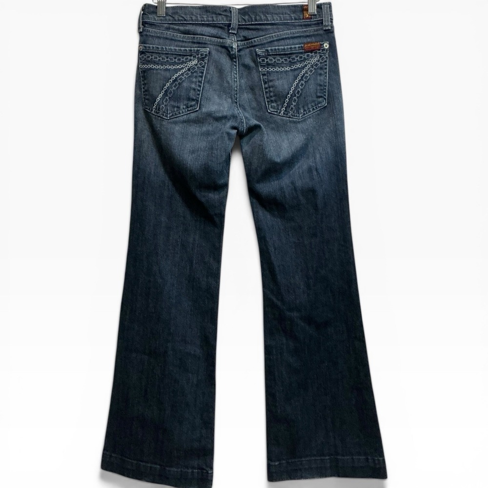 VTG 7 For All Mankind Dojo Jeans Trousers Low Rise Embroidered Flare 29 Y2K